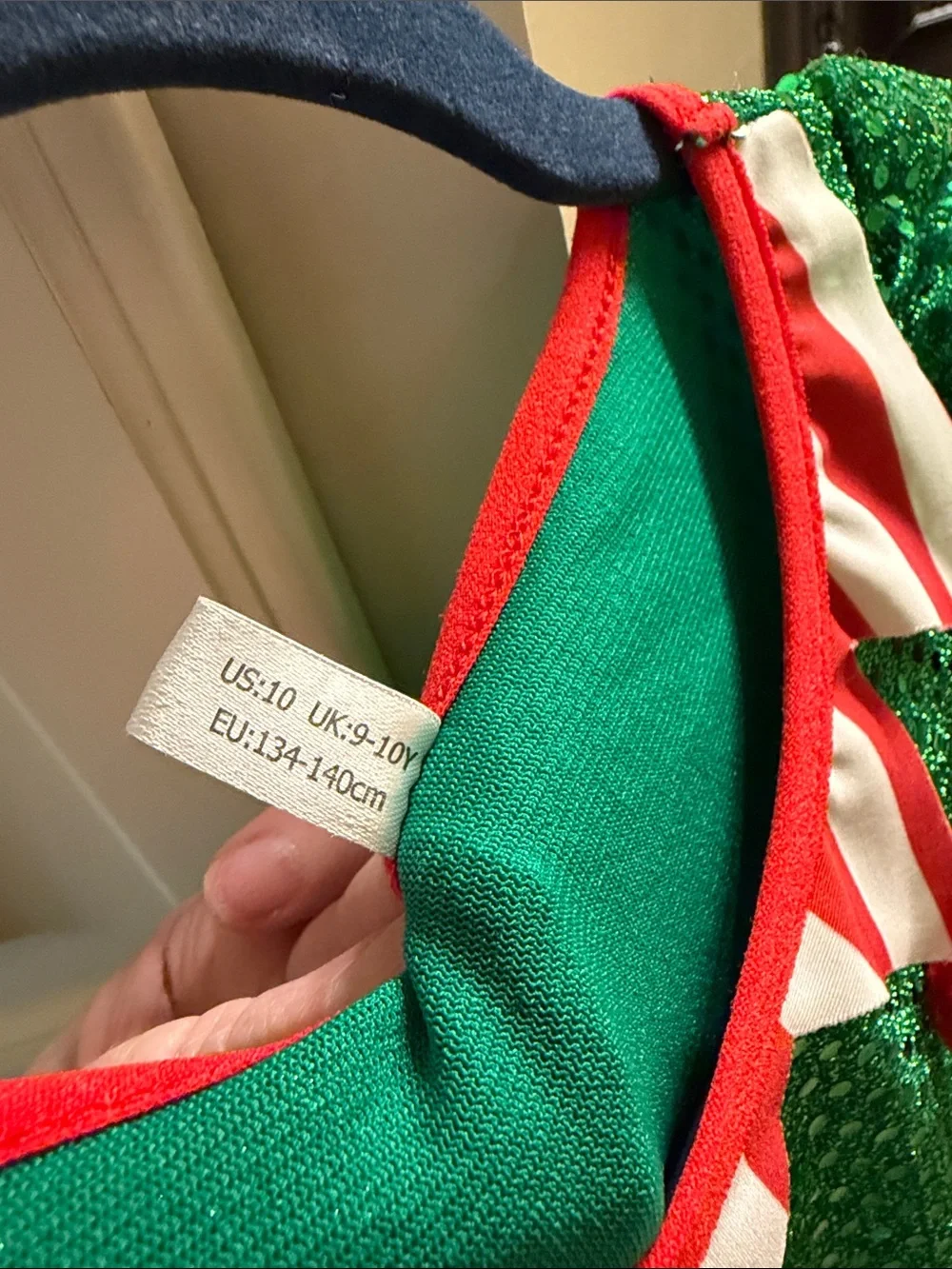 Girls' Green & Red Holiday Elf Dress Costume
